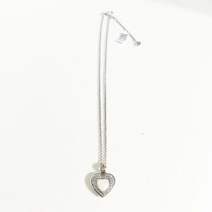NWT Brighton Neptune’s Rings Light Pink Opal Heart Reversible Necklace Silver Pl